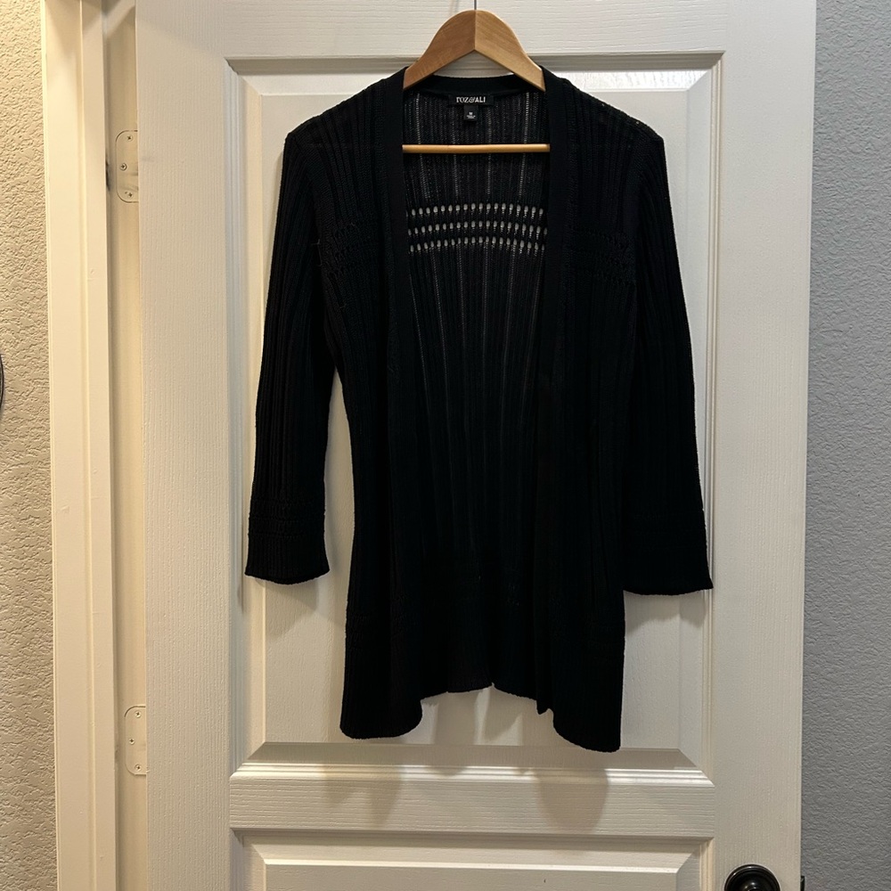 Black Cardigan Lightweight Open Front